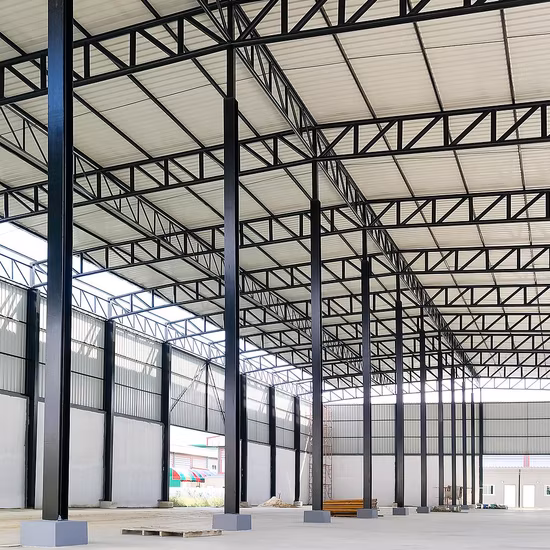 Armazém pré-fabricado da estrutura de aço da estrutura de aço do hangar da oficina das construções do metal do baixo custo